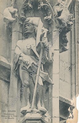 Carte postale ancienne Cathédrale Statue de la Tour de Beurre — Rouen (Seine-Maritime)