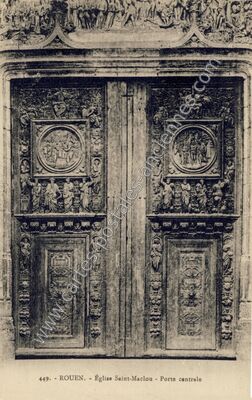 Carte postale ancienne Église Saint-Maclou - Porte centrale — Rouen (Seine-Maritime)