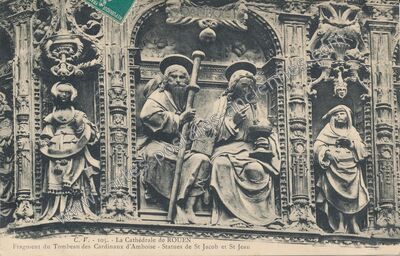 Carte postale ancienne La Cathédrale de Rouen Fragment du Tombeau des Cardinaux d'Amboise — Rouen (Seine-Maritime)