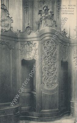 Carte postale ancienne Eglise St Maclou Confessionnal (XVIIe siècle) — Rouen (Seine-Maritime)