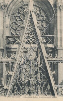Carte postale ancienne Eglise Saint-Maclou. Détails du portail central — Rouen (Seine-Maritime)