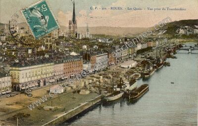 Carte postale ancienne Les Quais. - Vue prise du Transbordeur — Rouen (Seine-Maritime)