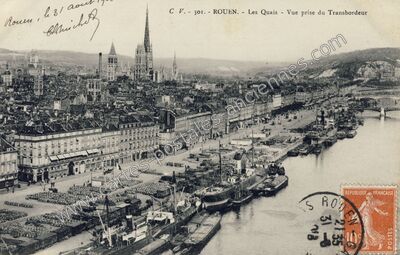 Carte postale ancienne Les Quais - Vue prise du Transbordeur — Rouen (Seine-Maritime)