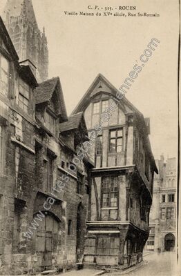 Carte postale ancienne Vieille Maison du XVe siècle, Rue St-Romain — Rouen (Seine-Maritime)