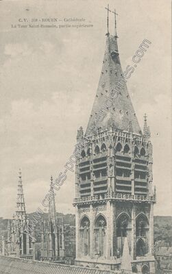Carte postale ancienne Cathédrale La Tour Saint-Romain, partie supérieure — Rouen (Seine-Maritime)