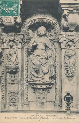 Carte postale ancienne Fragment du Tombeau des Cardinaux d'Amboise — Les Vertus : La Prudence — Rouen (Seine-Maritime)