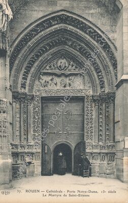 Carte postale ancienne Cathédrale - Porte Notre-Dame, 13e siècle Le Martyre de Saint-Etienne — Rouen (Seine-Maritime)