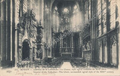 Carte postale ancienne Intérieur de la Cathédrale - Le Chœur, style ogival normand du XIII° siècle — Rouen (Seine-Maritime)