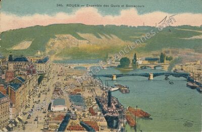Carte postale ancienne Ensemble des Quais et Bonsecours — Rouen (Seine-Maritime)