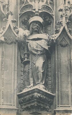 Carte postale ancienne Cathédrale - Statue de la Tour Centrale — Rouen (Seine-Maritime)