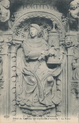 Carte postale ancienne Détail du Tombeau des Cardinaux d'Amboise - La Force — Rouen (Seine-Maritime)