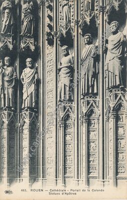 Carte postale ancienne Cathédrale - Portail de la Calende Statues d'Apôtres — Rouen (Seine-Maritime)