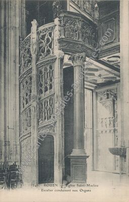 Carte postale ancienne Eglise Saint-Maclou Escalier conduisant aux Orgues — Rouen (Seine-Maritime)