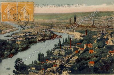 Carte postale ancienne Vue Générale prise de la Côte Sainte-Catherine — Rouen (Seine-Maritime)