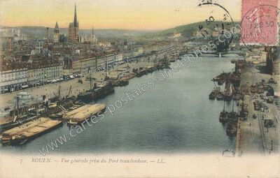 Carte postale ancienne Vue générale prise du Pont transbordeur — Rouen (Seine-Maritime)