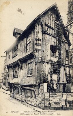 Carte postale ancienne Vieille Maison Rue Saint-Romain. Old Houses in Saint-Romain Street — Rouen (Seine-Maritime)