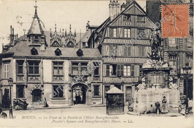 Carte postale ancienne La Place de la Pucelle et l'Hôtel Bourgtheroulde — Rouen (Seine-Maritime)