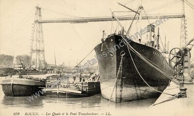 Carte postale ancienne Les Quais et le Pont Transbordeur — Rouen (Seine-Maritime)