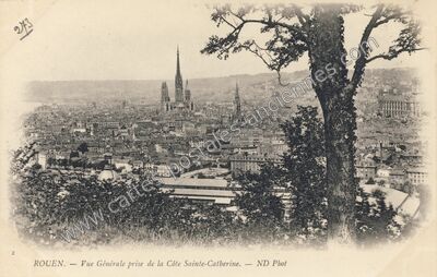 Carte postale ancienne Vue Générale prise de la Côte Sainte-Catherine — Rouen (Seine-Maritime)