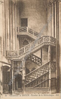 Carte postale ancienne Cathédrale de Rouen.-Escalier de la Bibliothèque — Rouen (Seine-Maritime)