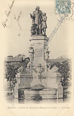 Carte postale ancienne Statue de Saint-Jean-Baptiste de la Salle — Rouen (Seine-Maritime)
