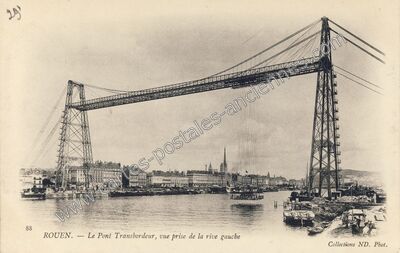 Carte postale ancienne Le Pont Transbordeur, vue prise de la rive gauche — Rouen (Seine-Maritime)