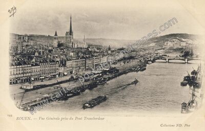 Carte postale ancienne Vue Générale prise du Pont Transbordeur — Rouen (Seine-Maritime)
