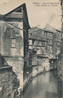 Carte postale ancienne Quartier Martainville, vieilles Maisons sur l'Aubette — Rouen (Seine-Maritime)