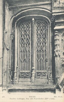 Carte postale ancienne Fenêtre Gothique, Rue des Fourchettes (XVe siècle) — Rouen (Seine-Maritime)