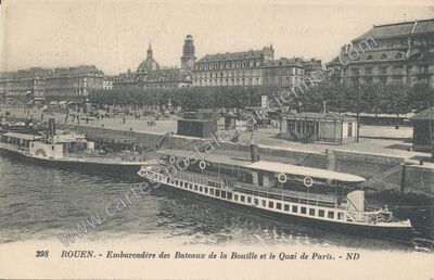Carte postale ancienne Embarcadère des Bateaux de la Bouille et le Quai de Paris — Rouen (Seine-Maritime)