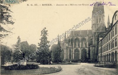 Carte postale ancienne Jardin de l'Hôtel-de-Ville — Rouen (Seine-Maritime)