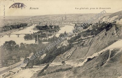 Carte postale ancienne Vue générale, prise de Bonsecours — Rouen (Seine-Maritime)