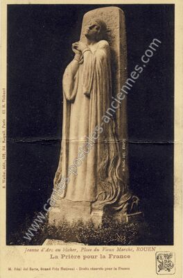 Carte postale ancienne Jeanne d'Arc au bûcher, La Prière pour la France — Rouen (Seine-Maritime)