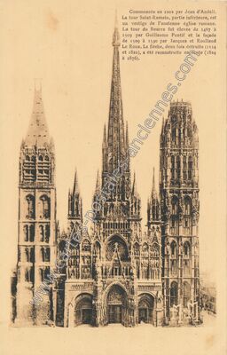 Carte postale ancienne La tour Saint-Romain, partie inférieure, est un vestige de l'ancienne église romane — Rouen (Seine-Maritime)