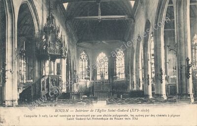 Carte postale ancienne Intérieur de l'Eglise Saint-Godard (XVIe siècle) — Rouen (Seine-Maritime)