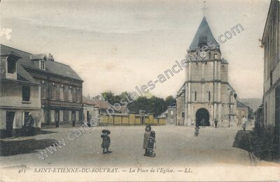 Carte postale ancienne La Place de l'Eglise — Saint-Étienne-du-Rouvray (Seine-Maritime)