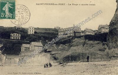 Carte postale ancienne La Plage à marée basse — Saint-Pierre-en-Port (Seine-Maritime)