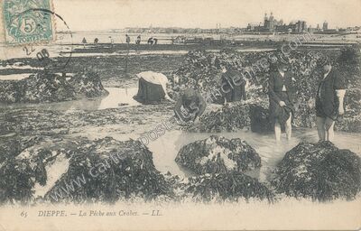 Carte postale ancienne La Pêche aux Crabes — Dieppe (Seine-Maritime)