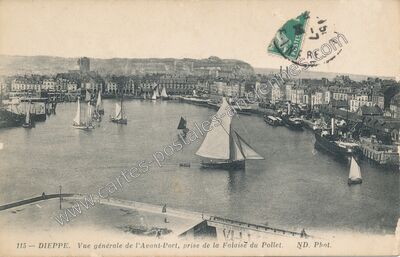 Carte postale ancienne Vue générale de l'Avant-Port, prise de la Falaise du Pollet — Dieppe (Seine-Maritime)