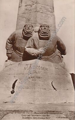Carte postale ancienne Monument de Nungesser et Coli — Étretat (Seine-Maritime)