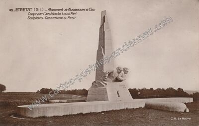 Carte postale ancienne Monument de NUNGESSER et COLI Conçu par l'architecte LOUIS REY Sculpteurs : DESCATIOIRE… — Étretat (Seine-Maritime)