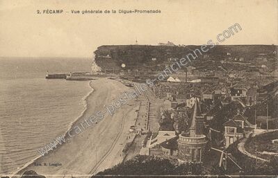 Carte postale ancienne Vue générale de la Digue-Promenade — Fécamp (Seine-Maritime)