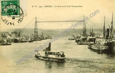 Carte postale ancienne Le Port et le Pont Transbordeur — Rouen (Seine-Maritime)