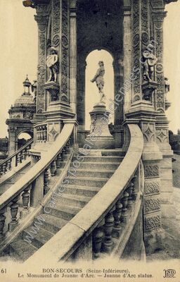 Carte postale ancienne Le Monument de Jeanne d'Arc. — Jeanne d'Arc statue — Bonsecours (Seine-Maritime)
