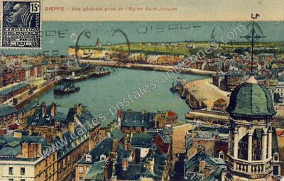 Carte postale ancienne Vue générale prise de l'Eglise Saint-Jacques — Dieppe (Seine-Maritime)