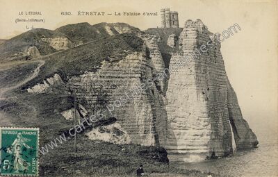 Carte postale ancienne La Falaise d'aval — Étretat (Seine-Maritime)