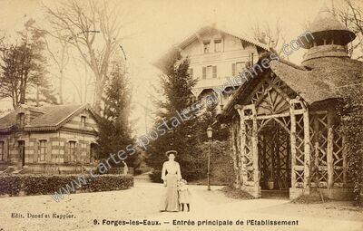 Carte postale ancienne Entrée principale de l'Etablissement — Forges-les-Eaux (Seine-Maritime)