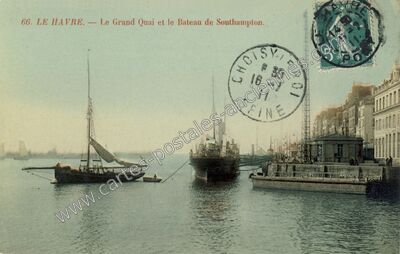 Carte postale ancienne Le Grand Quai et le Bateau de Southampton — Le Havre (Seine-Maritime)