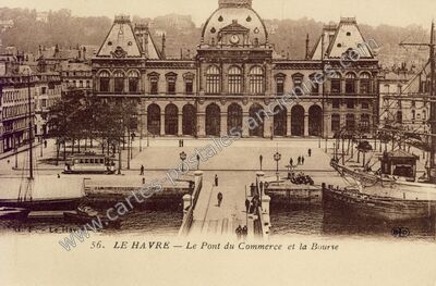 Carte postale ancienne Le Pont du Commerce et la Bourse — Le Havre (Seine-Maritime)