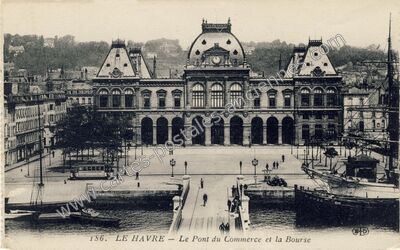 Carte postale ancienne Le Pont du Commerce et la Bourse — Le Havre (Seine-Maritime)